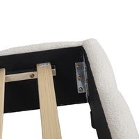Modernes Bouclé-Stoff Kingsize-Plattformbett mit Gebogenem Gepolstertem Kopfteil, Gepolstertes Bettgestell mit Holzlattenunterstützung für Schlafzimmer