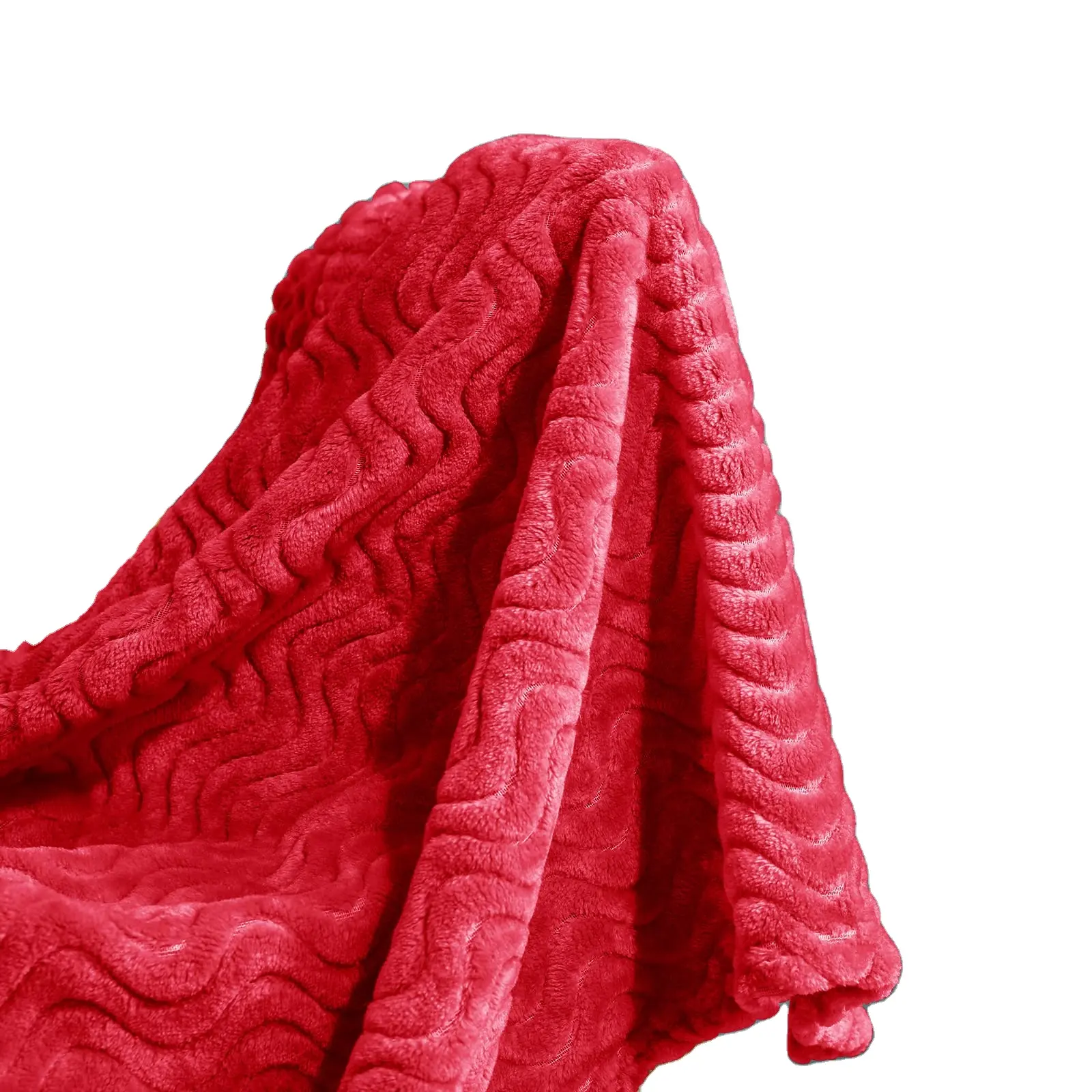 Selimut flanel jacquard ombak murah untuk tempat tidur sofa kasual selimut tidur siang dapat membuat bantal merah