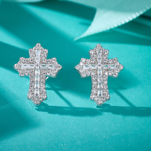Aivenchy Luxury Lab Grown Diamond GEM <strong>Earrings</strong> Rhodium S925 Sterling Silver <strong>Fine</strong> Moissanite Women Cross <strong>Stud</strong> <strong>Earrings</strong> - Product Image 1