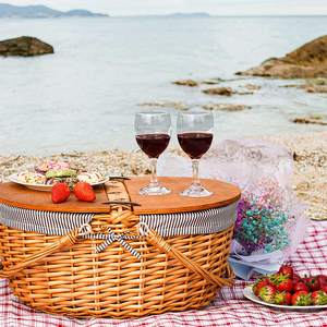 Paniers de pique-nique personnalisables en <span class=keywords><strong>osier</strong></span> blanc tressé, rectangulaires, carrés, ovales, pour le rangement et les cadeaux de Pâques - Product Image 5