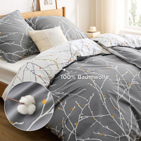 Set Sprei Katun 4 Potong Motif Cetak Gaya Eropa Langsung dari Pabrik dengan Sarung Selimut untuk Penggunaan Rumah & Hotel