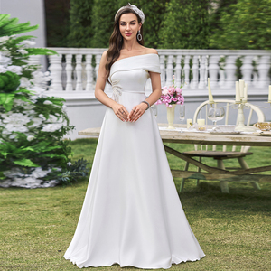 אלגנטי שמלת כלה שמלת כלה שמלת כלה-קו לבן מודרני שמלת כלה-קו-קו שמלת הכלה לבן מודרנית שמלת כלה-קו-קו שמלת מקסי - Product Image 2