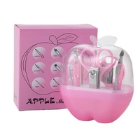 Ensemble de coupe-ongles classique Apple, 8 pièces, durable, portable, en plastique et acier inoxydable, boîte de rangement pour outils de manucure, coffret cadeau beauté