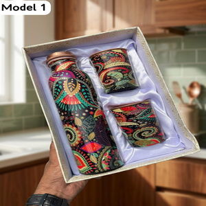 Sublimated Copper Water Bottle Gift Set Box Double Wall Portable <b>Drinkware</b> for Travel Office Business Gifts - Indian Home Crafts - Product Image 4