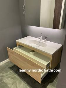 <span class=keywords><strong>Mueble</strong></span> de <span class=keywords><strong>Baño</strong></span> Moderno Minimalista de Pared con <span class=keywords><strong>Lavabo</strong></span> Integrado de Cuatro Lados con Bloqueo de Agua - Product Image 2