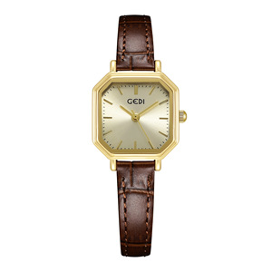 Reloj de Cuarzo Octagonal para Hombre, Caja de Acero Inoxidable, Correa de Cuero, Esfera Analógica de 38 mm, Reloj de Moda Minimalista - Product Image 2