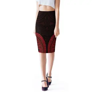 2023 Summer Red Pacific Island Art Luxury Design Hip Skirt Hawaii Image Polynesian Customized On Demand Trendy Hip Skirt