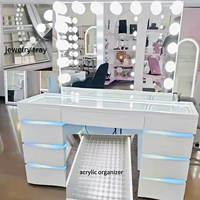Table de toilette de luxe RGB avec port USB, tiroirs lumineux LED, miroir de maquillage et coiffeuse – Mobilier de chambre et d'hôtel