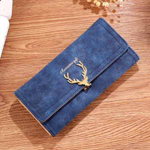 New Long <strong>Wallet</strong> Women's Zipper <strong>Deer</strong> Head Handbag <strong>With</strong> Multi Card Lychee Pattern Zero <strong>Wallet</strong>