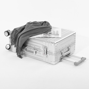 All Aluminum Magnesium Alloy <b>Trolley</b> Case 24 Inch Password Lock Business Travel Luggage 4 Wheels Solid Color Metal <b>Suitcase</b> - Product Image 4