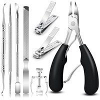Ensemble de coupe-ongles épais et ciseaux en acier inoxydable et plastique, grande tête courbée, outil de manucure en caoutchouc
