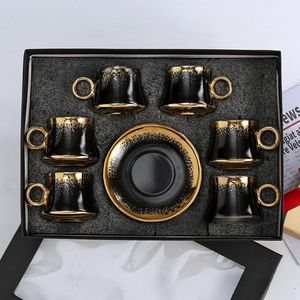 Juego de Café de Cerámica de 12 Piezas Estilo Árabe con Taza, Platillo y Bandeja, con Acabado Electrochapado, para Té, Orientado al Medio Oriente - Product Image 5