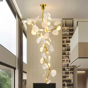 Lotus Feuille Art Fleur <span class=keywords><strong>Suspension</strong></span> Lustre Personnalisé Verre Hôtel Villa Escalier <span class=keywords><strong>Suspension</strong></span> Lampe De Luxe Pays Style Lustres - Product Image 2
