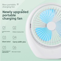 Mini ventilateur à moteur sans balais rechargeable par USB, 3 vitesses réglables, fonction d'inclinaison silencieuse, batterie incluse, faible bruit 11 dB, pour étudiants, maison, bureau