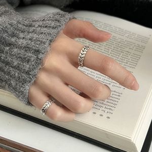 Bague d'index en argent pur S925, motif épi de blé, style neutre, luxe haut de gamme, tendance, pour l'année de la paix - Product Image 4
