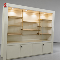 Vitrine de Luxe pour Crèmes avec Éclairage LED, Étagères en Métal Doré, Meuble de Présentation Mural pour Boutique, Idéal pour Sacs à Main et Bijoux