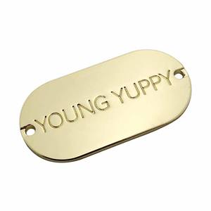 Étiquettes métalliques gravées avec logo personnalisé pour bandeaux, à coudre sur les vêtements simples - Product Image 1