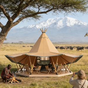 Tente <span class=keywords><strong>de</strong></span> glamping pyramidale emblématique |   Grand <span class=keywords><strong>tipi</strong></span> <span class=keywords><strong>en</strong></span> toile pour des complexes hôteliers et des rassemblements uniques - Product Image 1