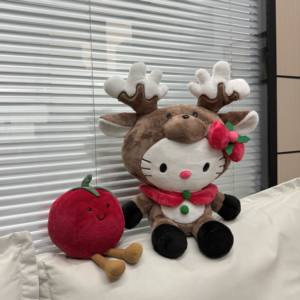 Mainan Boneka Natal Rusa Kutub Hello Kitty dari Gudang AS, Pengiriman 3-5 Hari, Boneka Kucing Sanrio Lucu, Boneka Hewan Isi Lembut, Hadiah - Product Image 3