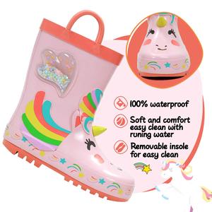 Gran oferta <span class=keywords><strong>de</strong></span> las niñas impermeable logotipo personalizado impreso <span class=keywords><strong>Botas</strong></span> <span class=keywords><strong>de</strong></span> lluvia con fácil tirar en las manijas - Product Image 6