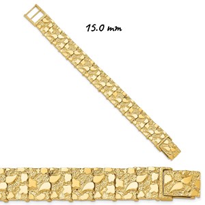 8mm15mm25mm Nugget Retro Gold Block Bracelet in 7\" 8\" 9\" Lengths 14k Gold Plated Alloy Fashion <strong>Bangle</strong> <strong>for</strong> <strong>Men</strong> and Women - Product Image 2