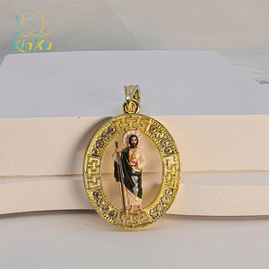 Colgante Religioso <span class=keywords><strong>de</strong></span> Aleación Premium Esmaltado con Incrustaciones <span class=keywords><strong>de</strong></span> Diamantes <span class=keywords><strong>de</strong></span> Imitación para la Colección <span class=keywords><strong>de</strong></span> Joyería <span class=keywords><strong>de</strong></span> <span class=keywords><strong>San</strong></span> <span class=keywords><strong>Judas</strong></span> Tadeo y Santa Muerte - Product Image 4