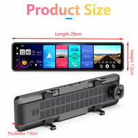 Kamera Dasbor Android 4G 12 Inci Layar Sentuh, Kamera Ganda Streaming, DVR Mobil dengan WiFi GPS, Monitor Parkir 24 Jam