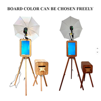 Photomaton instantané en bois avec verre trempé en chêne double face, écran tactile de 18,5 pouces, compatible iPad, support pour appareil photo reflex numérique