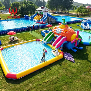 Parc aquatique gonflable commercial sur mesure en gros, parcours d'obstacles aquatiques au sol et toboggan pour parc aquatique - Product Image 2