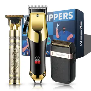 Rechargeable Salon Hair Clippers Wireless Professional Men's Care 3 Piece Set With Professional Hair Clippers And Razor