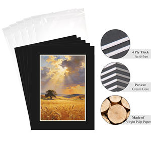 Wholesales Acid Free Handmade 4 Ply Pre-cut Matboard 12 Pack Passepartout Black Picture <strong>Frame</strong> Mat Art Gallery Display Artworks - Product Image 2