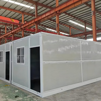 Unit Kontainer Modular 20ft, Rumah Prefab Pintu Geser Kaca Bingkai Hitam untuk Perkemahan