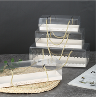 Petite boîte à gâteau cadeau, boîte à gâteau transparente avec poignée, boîte à cupcakes, boîte en plastique transparente portable en PET, boîte cadeau d'emballage, boîte longue