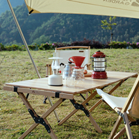 MOBI GARDEN YUNRUI Table pliante portable à motif de bois Table de camping en fer enroulable au design moderne pour barbecue en plein air pique-nique à usage domestique