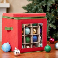 Caja de Almacenamiento Plegable y Ecológica para Adornos Navideños, Color Rojo, Resistente, Organizador de Decoración Navideña con Ventana Visible