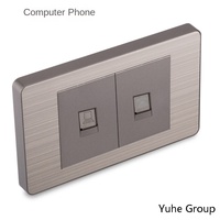 Prise murale universelle 20A/10A à 2 voies en acier inoxydable avec panneau tactile, durable et multifonctionnelle pour ordinateur et téléphone