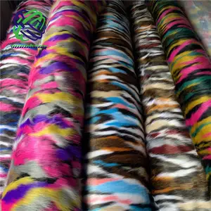 Keqiao Factory Lowest Wholesale Price shaggy faux fur fabric by the yard jacquard mix color design luxury faux fur fabric
