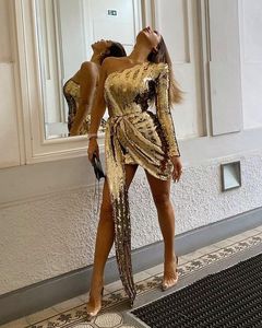 Abiti da Sera Eleganti con Paillettes Verdi Monospalla <span class=keywords><strong>per</strong></span> Donne, Ideali <span class=keywords><strong>per</strong></span> Feste Natalizie e Cene di Gala - Product Image 4