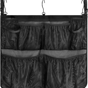 <b>Foldable</b> Mesh Storage <b>Bag</b> For Pool Beach Outdoor Use With 7-9 Pockets Portable Organizer Black Polyester - Product Image 2