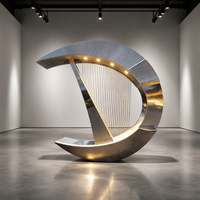 Sculpture en acier inoxydable de grande taille, personnalisation, sculptures en acier inoxydable 304 316, fontaine d'eau en forme de lune