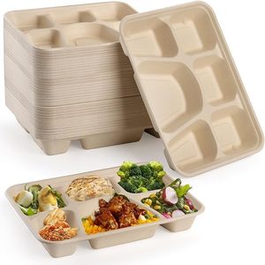 Platos Redondos de Papel de 6 Pulgadas, Desechables, Ecológicos, Resistentes, Biodegradables, Aptos para Alimentos, Reciclables, de Caña de Azúcar - Product Image 1