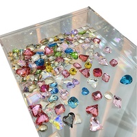 Paso Sico Strass pour ongles en verre cristal, style taillé, couleurs assorties (Candy Soda), à base pointue, couleur sucre blanc