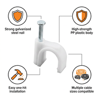 Clips de câbles circulaires en plastique PE de haute qualité en gros avec clous en acier zingué de 4 mm à 40 mm pour la gestion des câbles muraux