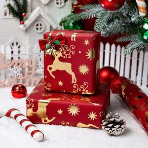 Christmas <b>Wrapping</b> <b>Paper</b> Red Gold Reindeer Design 17 In X 32.8 Ft Gift Craft Recyclable Single Side Coating - Product Image 6