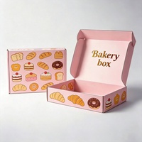 Boîte à pâtisserie personnalisée en carton ondulé pliable rose pour le stockage des aliments