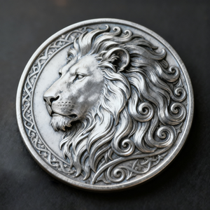 Médaille de Lion plaquée or argent en relief 3D commémorative texte personnalisé Logo gravure médaille de Lion en métal sans rubans - Product Image 4
