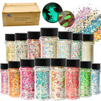 Entrepôt USA, livraison gratuite, 24 couleurs de paillettes fines et épaisses qui brillent dans le noir pour gobelets en résine et maquillage