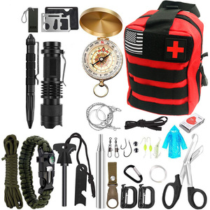 Outdoor Survival <b>Kit</b> 22x15x12cm Compact Emergency Tools First Aid Supplies Camping Gear Military Green Nylon Bag - Product Image 3