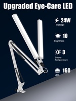 Lampe de bureau LED moderne électrique de haute qualité, pliable, à double tête, avec pince, 3000-6500K, à intensité variable, bras articulé