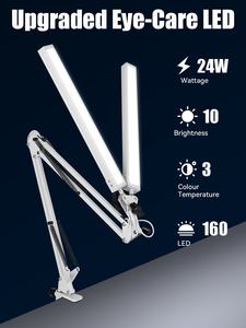 Hochwertige Elektrische Moderne Bügel-Leselampe mit Klappbarem Doppelkopf, LED, 3000-6500K Dimmbar, Schwenkarm-Tischleuchte - Product Image 3